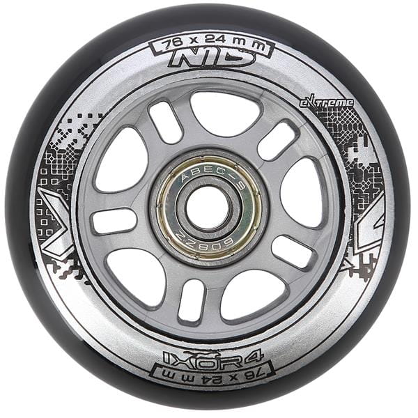 ZESTAW PU 76x24 82A CZARNE N (4 szt.) + ABEC-9 (8 szt.) NILS EXTREME