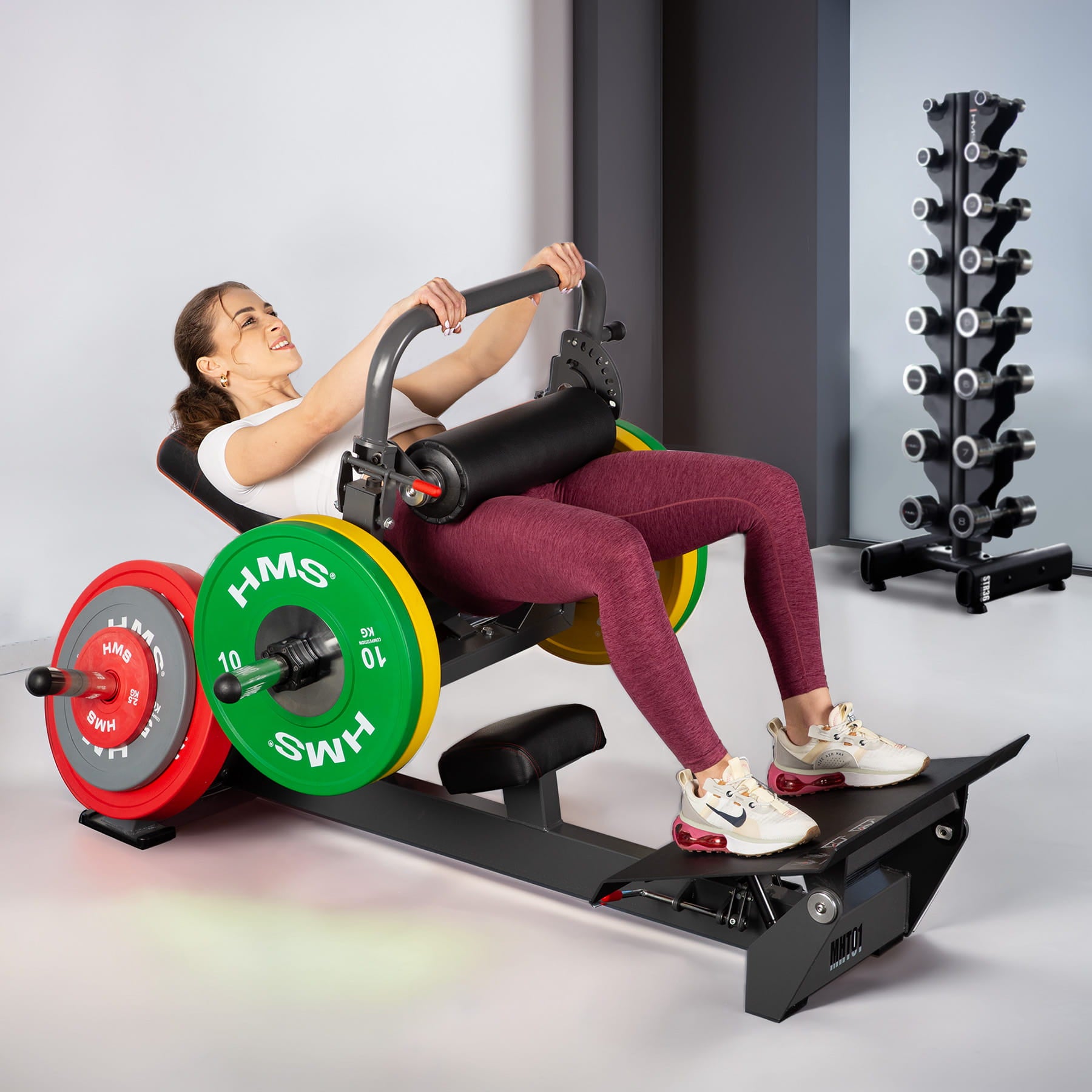 MASZYNA DO ĆWICZEŃ MIĘŚNI POŚLADKÓW HIP THRUST Z WOLNYM CIĘŻAREM COMMERCIAL HMS MHT01