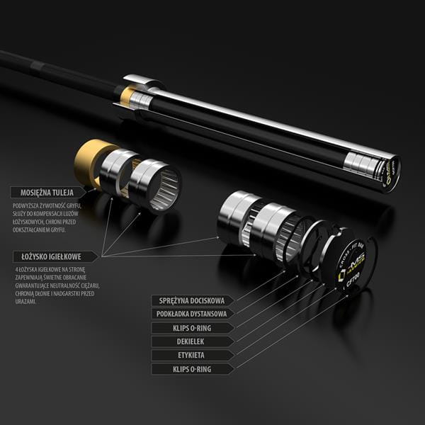 GCF700 GRYF DO CROSS TRENINGU 20 KG 2200MM + ZACISK ZG1000 BLACK HMS PREMIUM