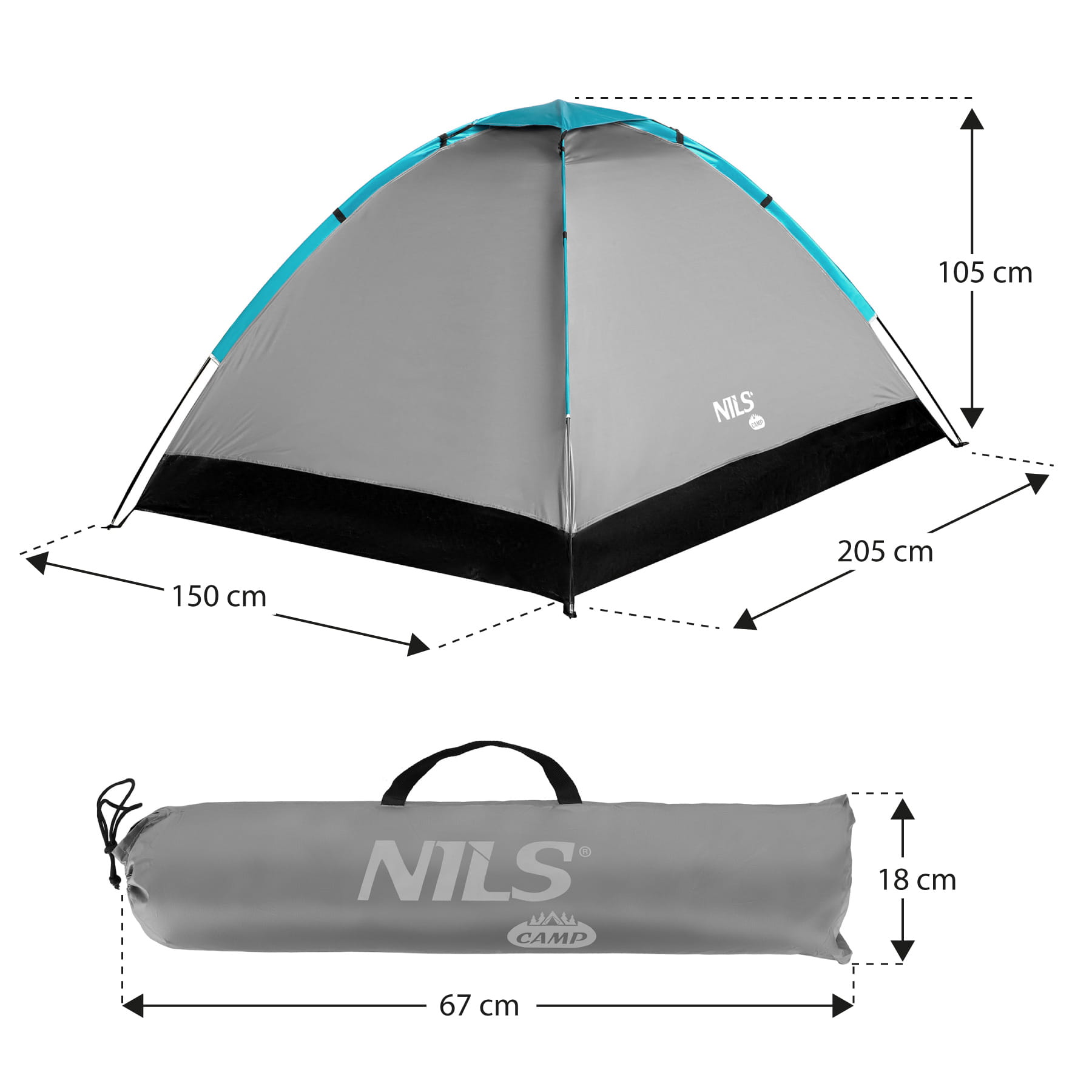 NAMIOT KEMPINGOWY SZARY NILS CAMP NC3021