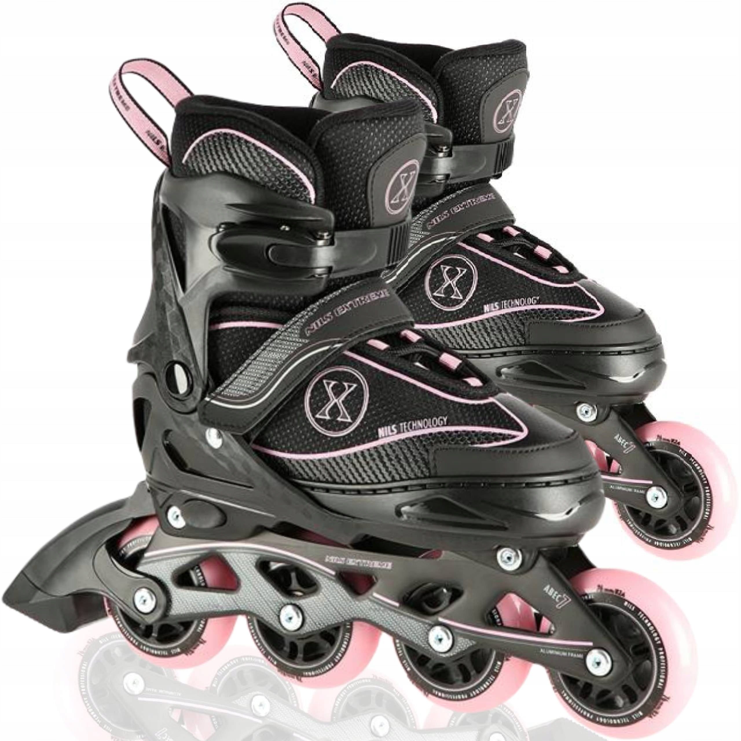 ROLKI REGULOWANE ROZM.39-42 CZARNO/RÓŻOWENILS EXTREME NA11008OUTLET