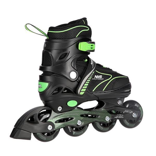 NH11812 A 2w1 BLACK/GREEN  ŁYŻWOROLKI Z WYM. PŁ. HOKEJOWĄ NILS EXTREME