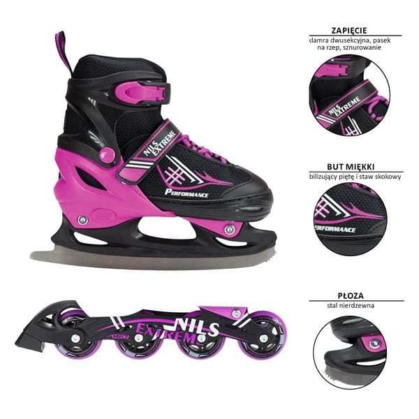 NF7104 A BLACK/PINK ROZM. S ŁYŻWY FIGUROWE NILS EXTREME