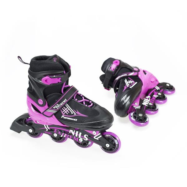 NF7104 A 2w1 BLACK/D. PINK ROZM. S ŁYŻWOROLKI Z WYM. PŁ. FIGUROWĄ NILS EXTREME