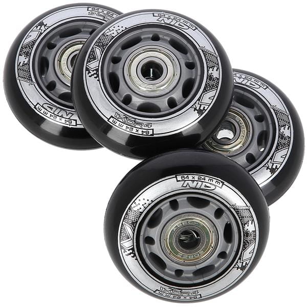 ZESTAW PU 64x24 82A CZARNE N (4 szt.) + ABEC-9 (8 szt.) NILS EXTREME