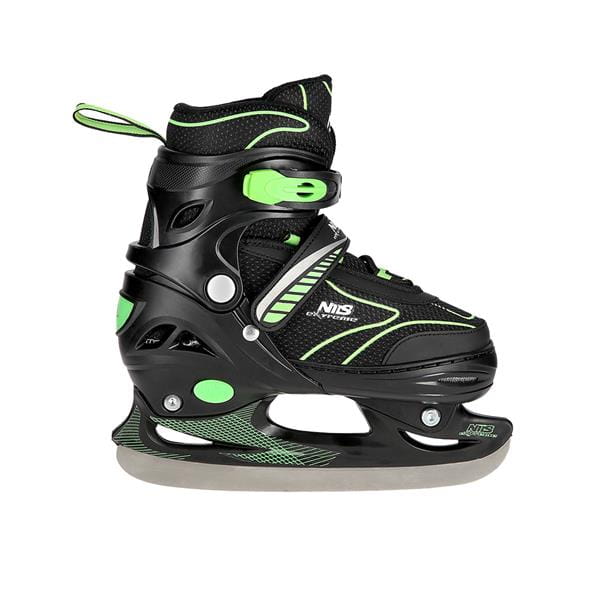 NH11812 A 2w1 BLACK/GREEN  ŁYŻWOROLKI Z WYM. PŁ. HOKEJOWĄ NILS EXTREME
