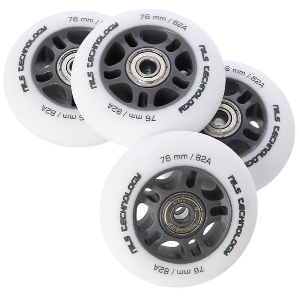 ZESTAW PU 76x24 82A BIAŁE MATOWE (4 szt.) + ABEC-9 (8 szt.) NILS EXTREME