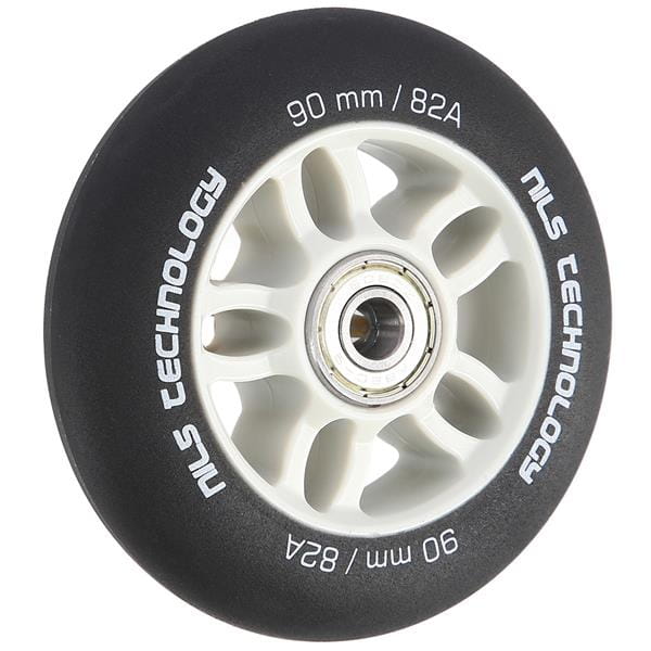 ZESTAW KÓŁEK PU 90x24 82A CZARNE MATOWE (4 szt.) + ABEC-9 CHROME (8 szt.) NILS EXTREME