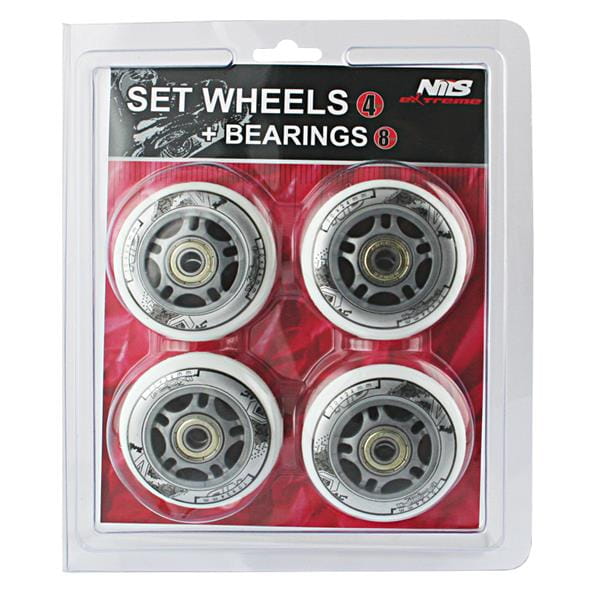 ZESTAW PU 70x24 82A BIAŁE (4 szt.) + ABEC-7 (8 szt.) NILS EXTREME
