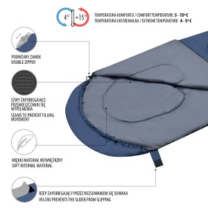 ŚPIWÓR ROZMIAR M NILS CAMP NC2107 GRANATOWO-SZARY