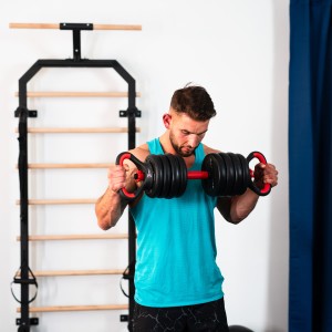 Zestaw treningowy HMS SGN 6w1 hantle, sztanga, kettlebell i podpórki do pompek