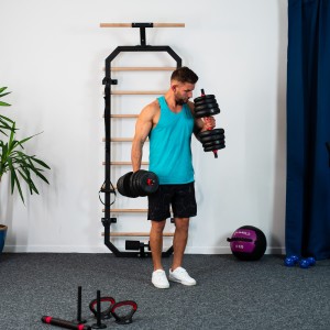 Zestaw treningowy HMS SGN 6w1 hantle, sztanga, kettlebell i podpórki do pompek