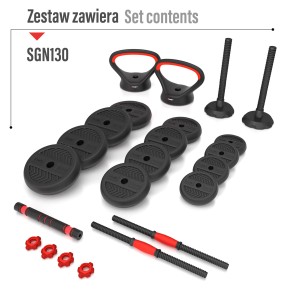 Zestaw treningowy HMS SGN 6w1 hantle, sztanga, kettlebell i podpórki do pompek