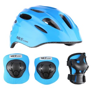 ZESTAW KASK Z OCHRANIACZAMI NIEBIESKI MTW01+H210 NILS EXTREME