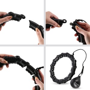 ZESTAW HULA HOP HHW02 BLACK Z WYPUSTKAMI I OBCIĄŻNIKIEM HMS + PAS BR163 BLACK PLUS SIZE