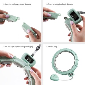 ZESTAW HULA HOP MAGNETYCZNY GREEN Z LICZNIKIEM HMS HHM14 + PAS BR163 BLACK PLUS SIZE