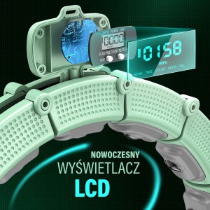 ZESTAW HULA HOP MAGNETYCZNY GREEN Z LICZNIKIEM HMS HHM14 + PAS BR163 BLACK PLUS SIZE