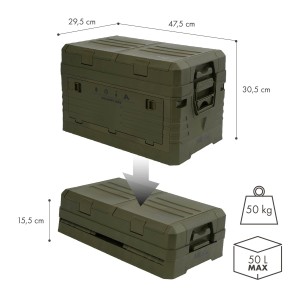 SKRZYNIA KEMPINGOWA Z POKRYWĄ SKŁADANA ZIELONA 50L NILS CAMP NCB4003