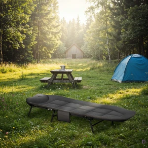 ŁÓŻKO TURYSTYCZNE SKŁADANE SZARE 200 CM NILS CAMP NC2720