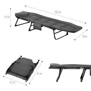 ŁÓŻKO TURYSTYCZNE SKŁADANE SZARE 200 CM NILS CAMP NC2720