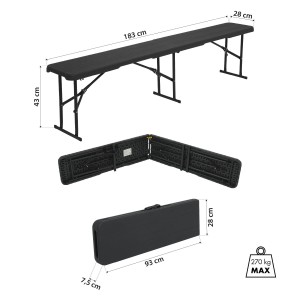 SKŁADANA ŁAWKA OGRODOWA 183 CM ANTRACYT NILS CAMP NC3404