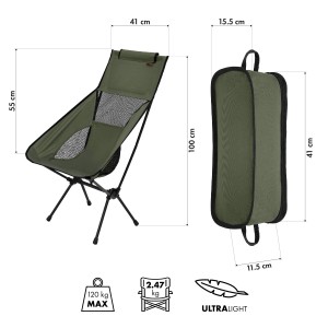 KRZESŁO SKŁADANE ULTRALIGHT KHAKI NILS CAMP NC3321