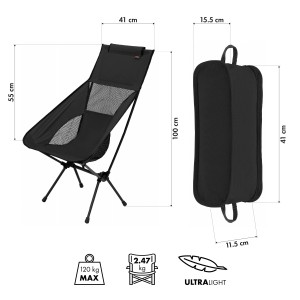 KRZESŁO SKŁADANE ULTRALIGHT BLACK NILS CAMP NC3321