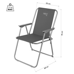 KRZESŁO KEMPINGOWE SKŁADANE SZARE NILS CAMP NC3503 