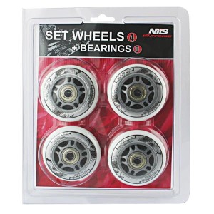 ZESTAW KÓŁEK PU 64x24 82A BIAŁE (4 szt.) + ABEC-7 (8 szt.)  NILS EXTREME