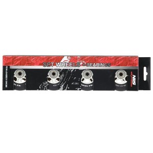 ZESTAW PU 84x24 82A CZARNE MATOWE (4 szt.) + ABEC-9 CHROME (8 szt.) NILS EXTREME