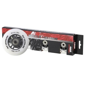 ZESTAW KÓŁEK PU 84x24 82A BIAŁE MATOWE (4 szt.) + ABEC-9 CHROME (8 szt.) NILS EXTREME