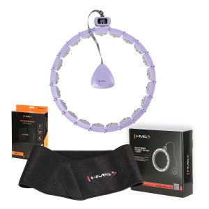 ZESTAW HULA HOP MAGNETYCZNY VIOLET HHM14 Z LICZNIKIEM HMS + PAS WYSZCZUPLAJĄCY BR163 BLACK  OUTLET