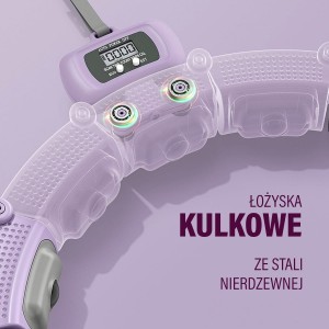 ZESTAW HULA HOP MAGNETYCZNY VIOLET HHM14 Z LICZNIKIEM HMS + PAS WYSZCZUPLAJĄCY BR163 BLACK  OUTLET