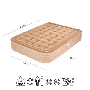 MATERAC DWUOSOBOWY KING SIZE BEŻOWY + POMPKA ELEKTRYCZNA NILS CAMP NC2808 OUTLET