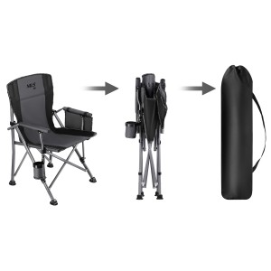 KRZESŁO WĘDKARSKIE SKŁADANE SZARO-CZARNE NILS CAMP NC3309 