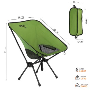 KRZESŁO SKŁADANE ULTRALIGHT ZIELONE NILS CAMP NC3320