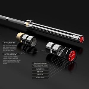 GO700 GRYF OLIMPIJSKI 20KG 2200MM HMS + ZACISK ZG1000 BLACK OUTLET S1