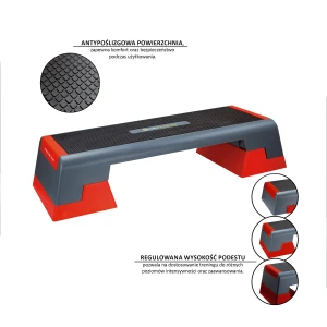 Step do aerobiku HMS Premium AS007 czarny/czerwony 3-stopniowy