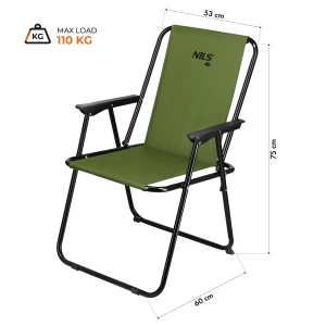 Krzesło kempingowe składane NILS CAMP NC3503 zielone – wygoda i stabilność