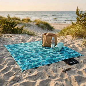 Koc piknikowy NILS CAMP NC2224 200×200 cm turkusowy – wodoodporny z izolacją termiczną