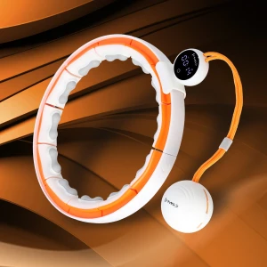 Hula hop HMS HHM21 White/Orange z magnesami, licznikiem i wypustkami TPE  OUTLET
