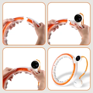 Hula hop HMS HHM21 White/Orange z magnesami, licznikiem i wypustkami TPE  OUTLET