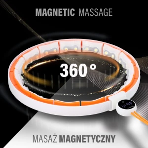 Hula hop HMS HHM21 White/Orange z magnesami, licznikiem i wypustkami TPE  OUTLET