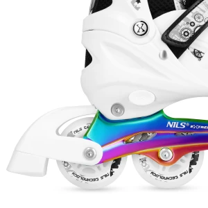 ŁYŻWOROLKI 4w1 LED BIAŁE Z WYM. PŁOZĄ HOKEJOWĄ RAINBOW ROZM. M(35-38) NILS EXTREME NH10905 OUTLET