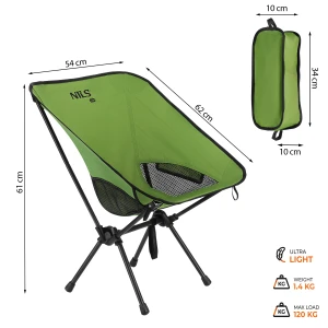 KRZESŁO SKŁADANE ULTRALIGHT ZIELONE NILS CAMP NC3320 OUTLET