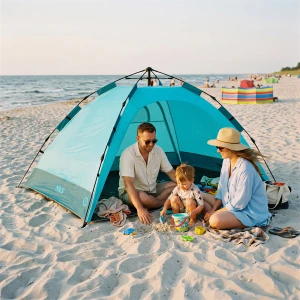 NAMIOT PLAŻOWY SAMOROZKŁADAJACY OCHRONA UV NIEBIESKI NILS CAMP NC4802