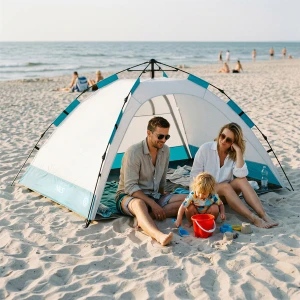NAMIOT PLAŻOWY SAMOROZKŁADAJACY OCHRONA UV SZARY NILS CAMP NC4802