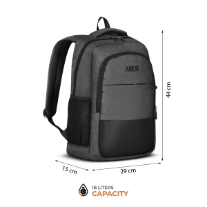 PLECAK MIEJSKI NA LAPTOPA SZARY Z PORTEM USB 18L NILS NC4503