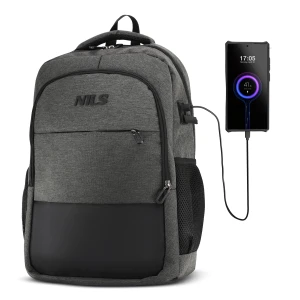 PLECAK MIEJSKI NA LAPTOPA SZARY Z PORTEM USB 18L NILS NC4503