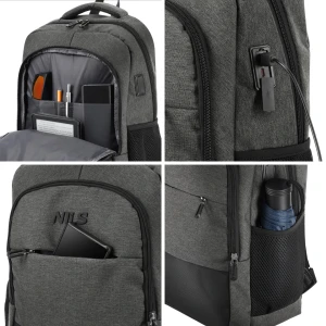PLECAK MIEJSKI NA LAPTOPA SZARY Z PORTEM USB 18L NILS NC4503